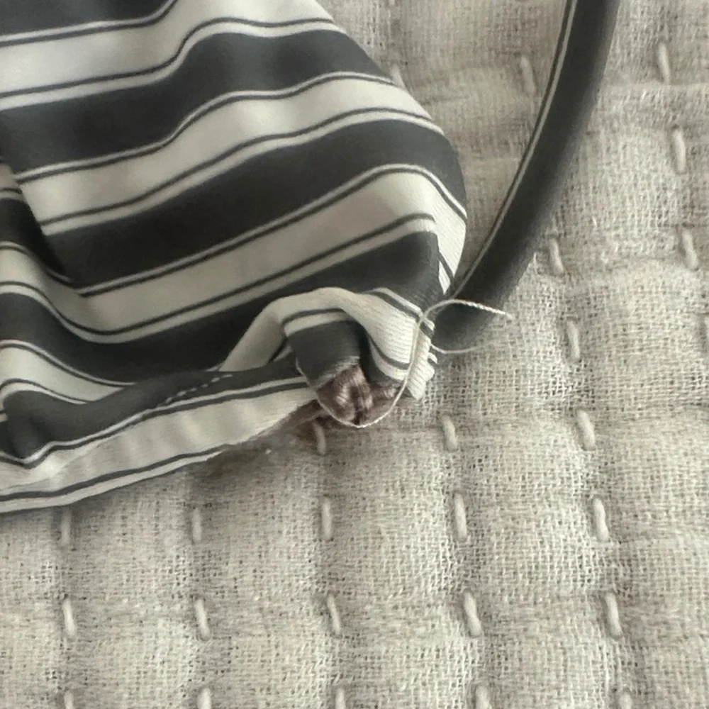 Acacia Striped Triangle Bikini Top in Gray and White - Picture 3 of 6